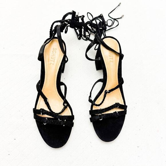 Schutz Mayala Suede Leather Strappy Block Heel Sandal Size 8 - Picture 5 of 5